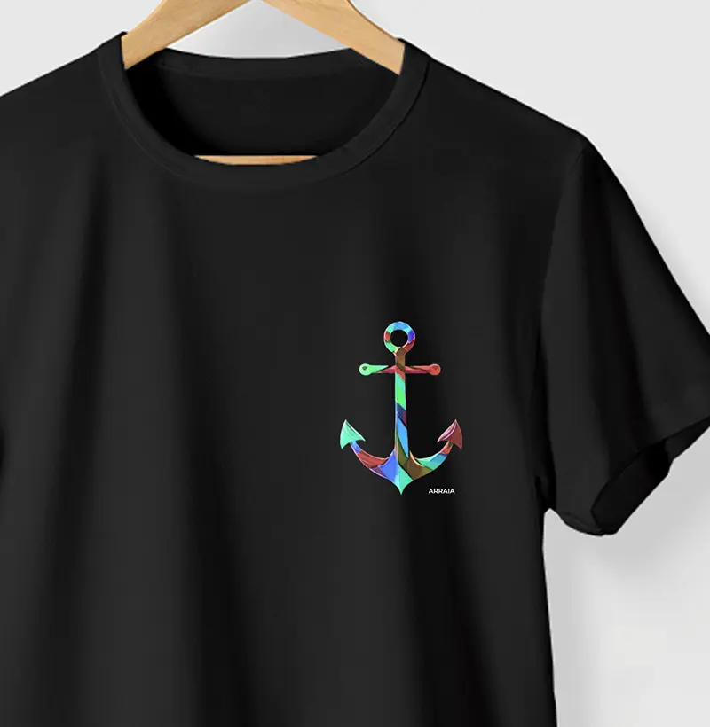 Camiseta ÂNCORA BLUE - PRETA - (100% Algodão)