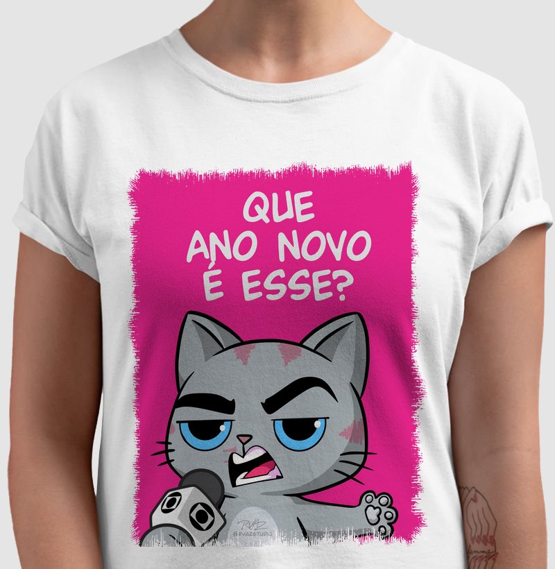 Camiseta Gato Sincero Q Ano Novo é esse?