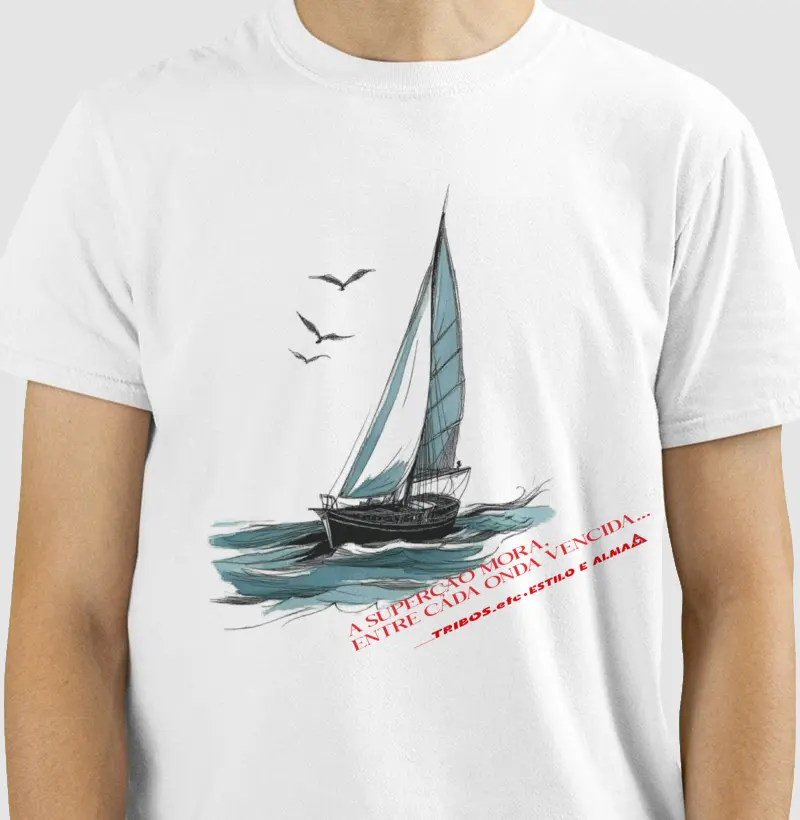CAMISETA RESERVA.INK MASCULINA E FEMININA TRIBOS.etc  NAUTICA A SUPERAÇÃO MORA ENTER CADA ONDA
