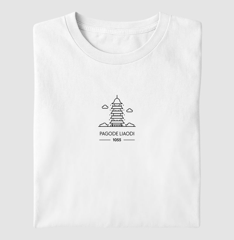 Algodão Premium “Pagode Liaodi 1055” – Line Art Unissex (PP ao 4G)