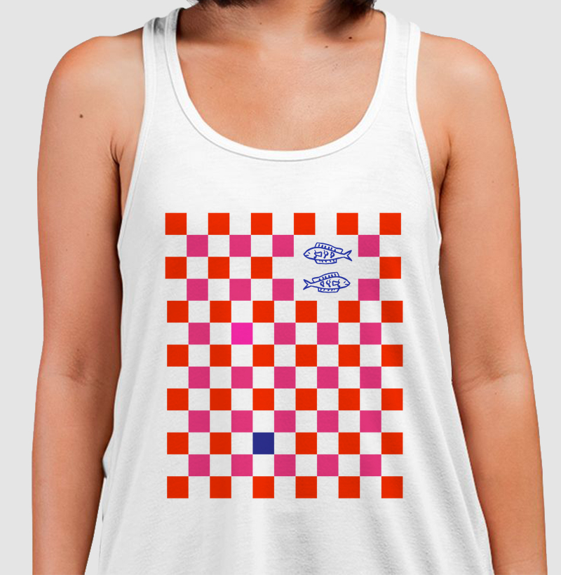 Camiseta Regata Unissex Sardinha Xadrez