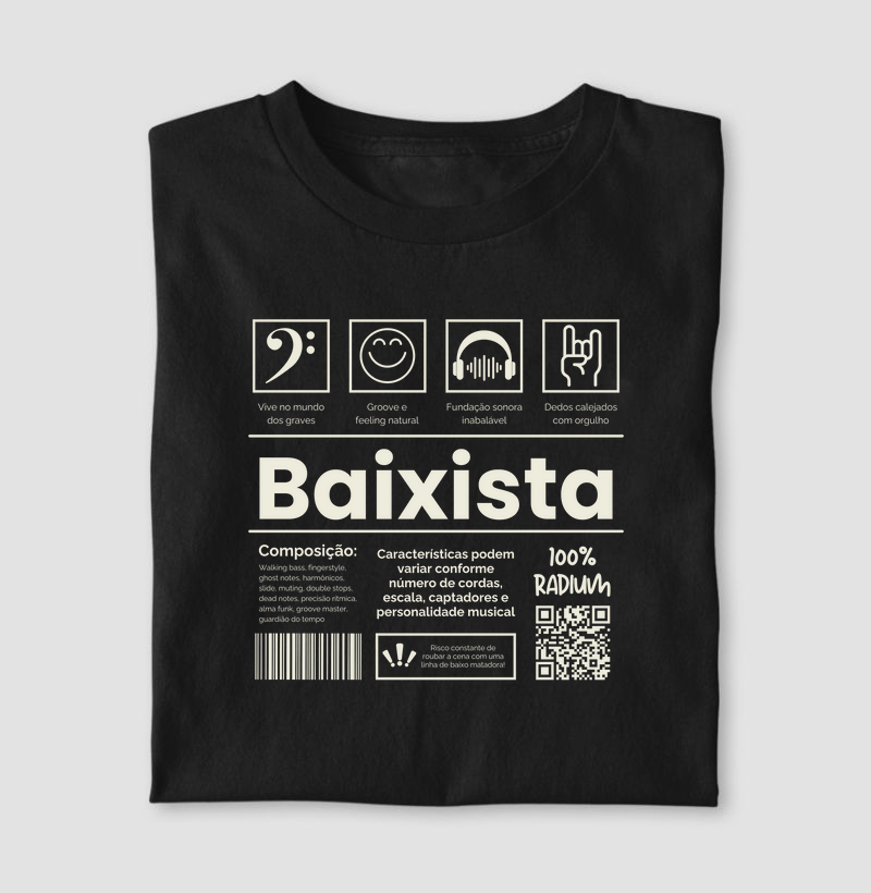 Camiseta Rótulo de Baixista | Personalizada