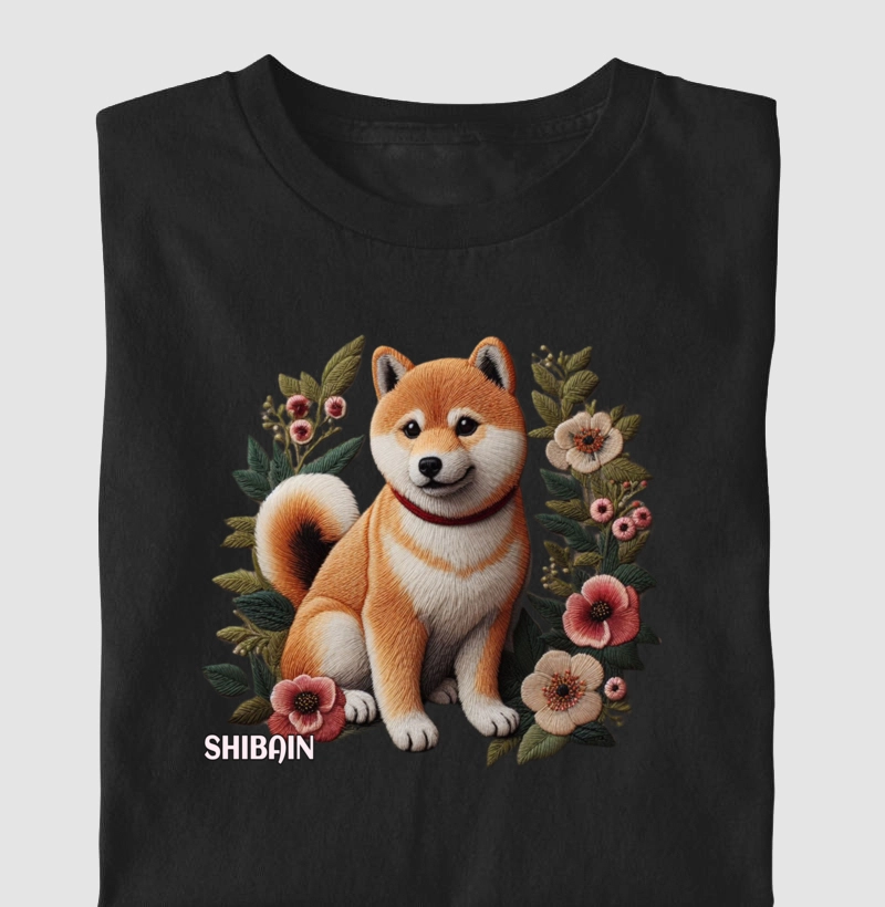 Shiba imita bordado flores