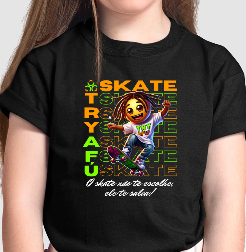 👦🔥 CAMISETA INFANTIL TRY AFÚ – ESTILO SKATISTA DESDE CEDO! 🔥👧