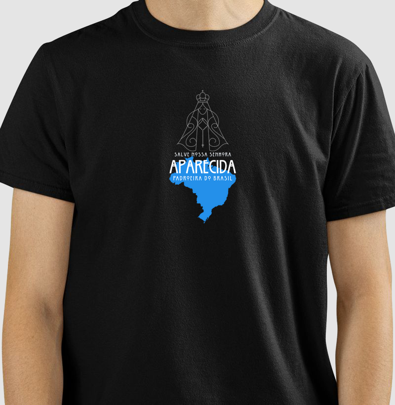 Estampa N.S Aparecida Padroeira do Brasil Preta Masc.