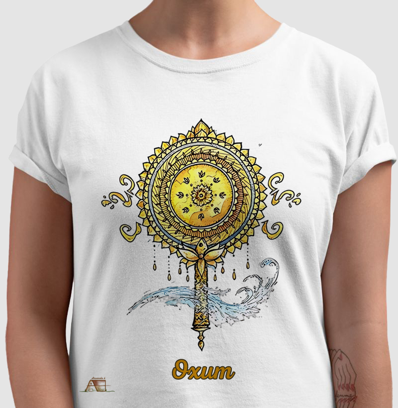 Camiseta Aruanda ê Abebê de Oxum Elegância com Axé em Algodão Premium