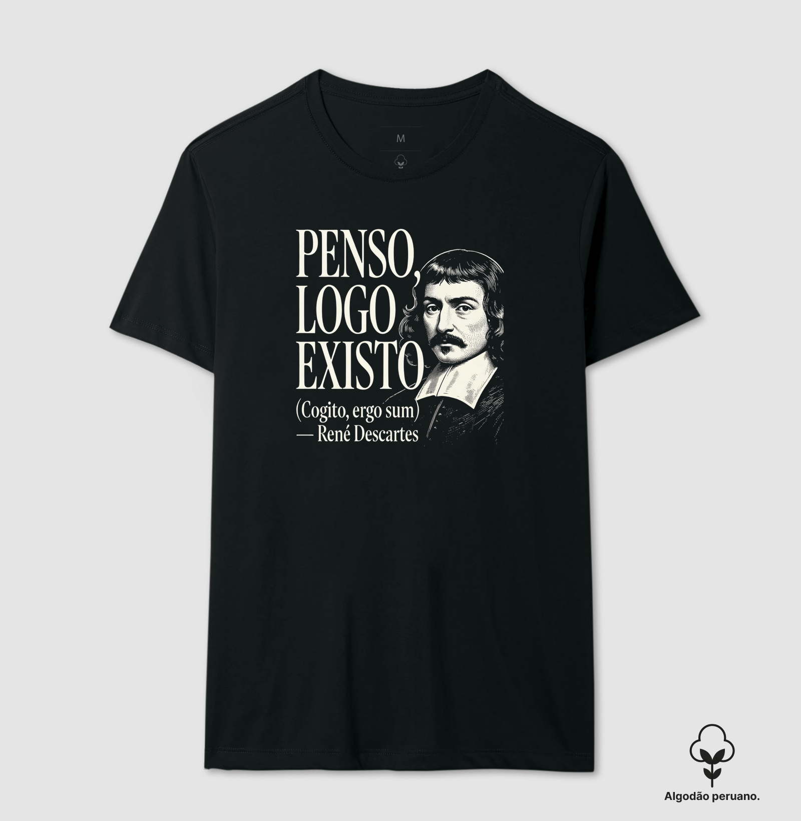 Camiseta Filosofia "Penso, logo Existo" de René Descartes