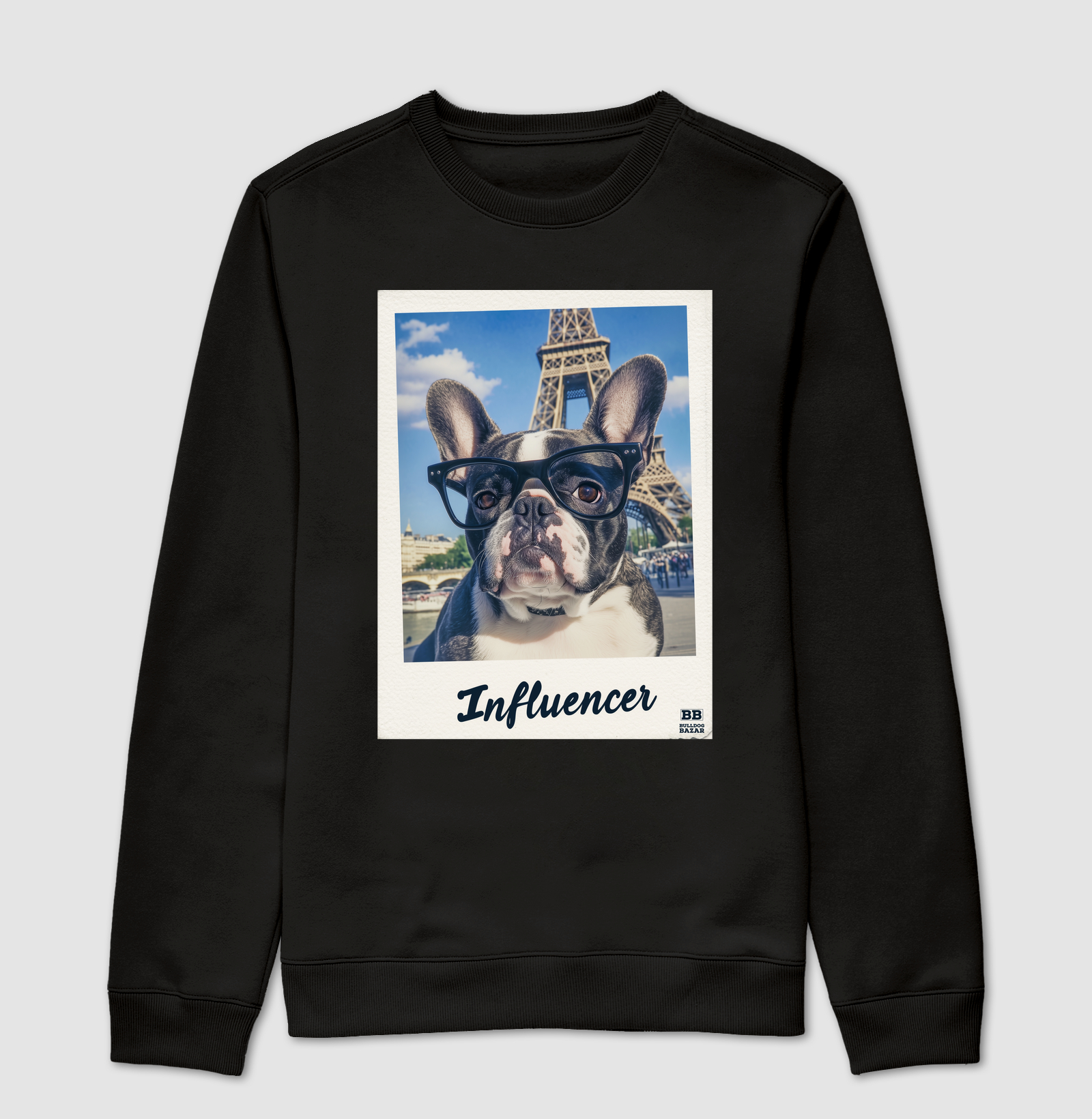 Sueter Bulldog Frances "Influencer (Preto e Branco)"