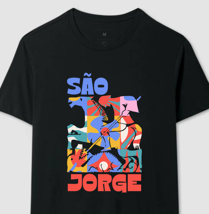Camiseta São Jorge Color – Fé que Brilha em Cores