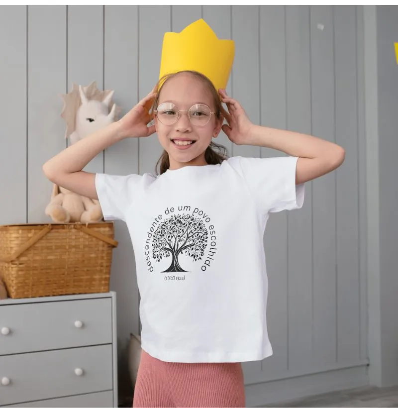 CAMISETA INFANTIL UNISEX - DESCENDENTE DE UM POVO ESCOLHIDO