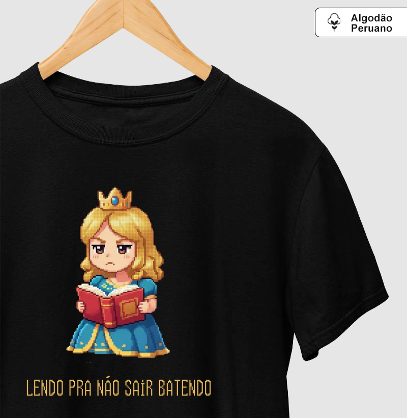 Camiseta  Algodão Peruano Princesa Leitora Reset8Bit