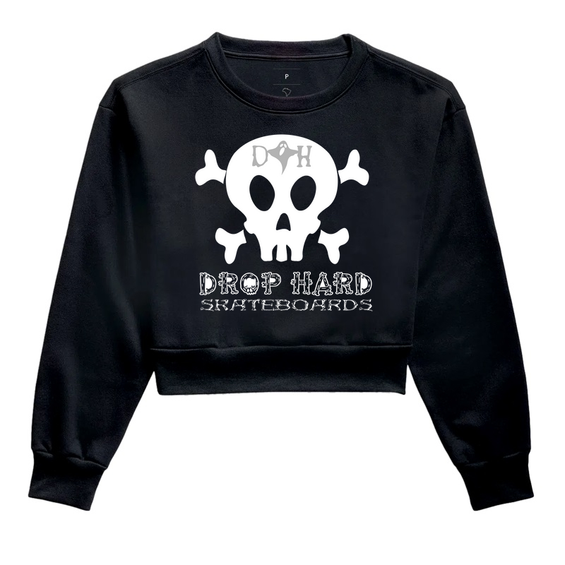 Blusa moletom cropped logo drop hard skateboards