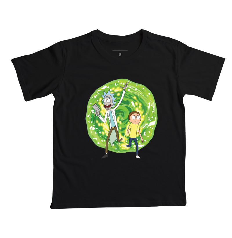 Camisa Infantil Rick and Morty - Viagem Dimensional