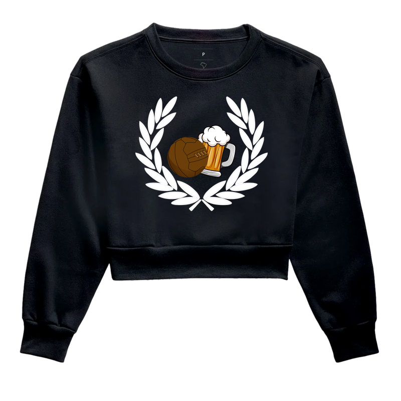 Cropped Moletom Beer and Football - Preto