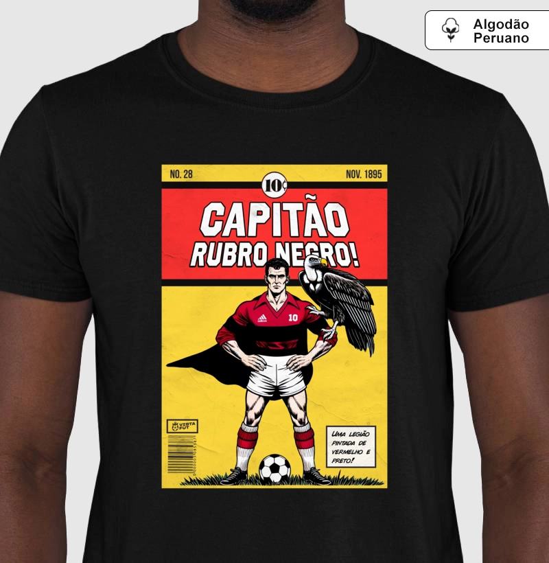 Camiseta algodão Peruano - Capitão Rubro negro