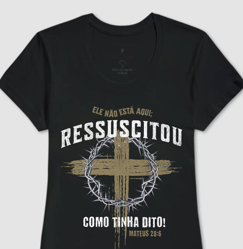 Camiseta preta Mateus 28:6