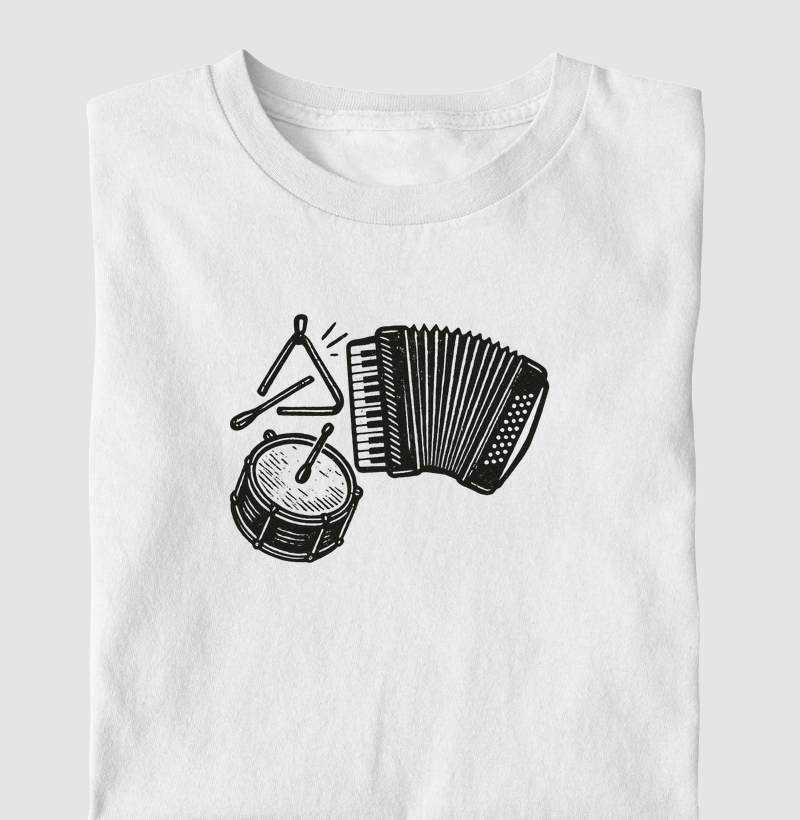 Elementos do trio nordestino (triângulo, zabumba, sanfona)