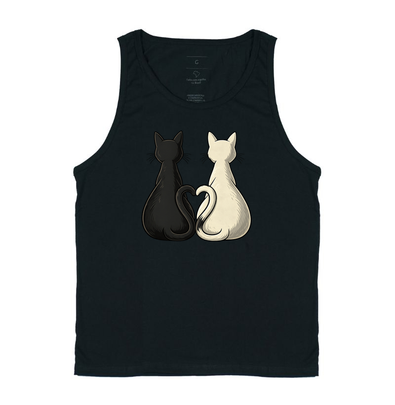 Camiseta Dupla de Gatos e Coraçãozinho