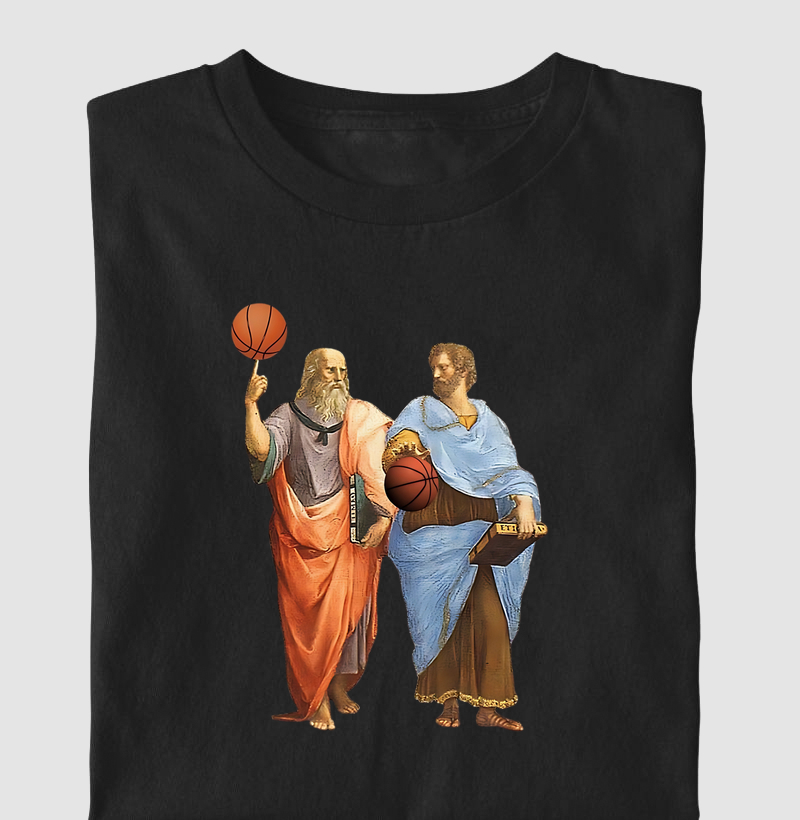 Aristóteles e Platão - Filósofos com bola de Basquete