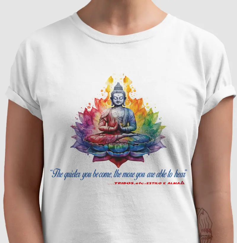 CAMISETA RESERVA.INK MASCULINA E FEMININA TRIBOS.etc YOGA THE QUIETER YOU BE COME