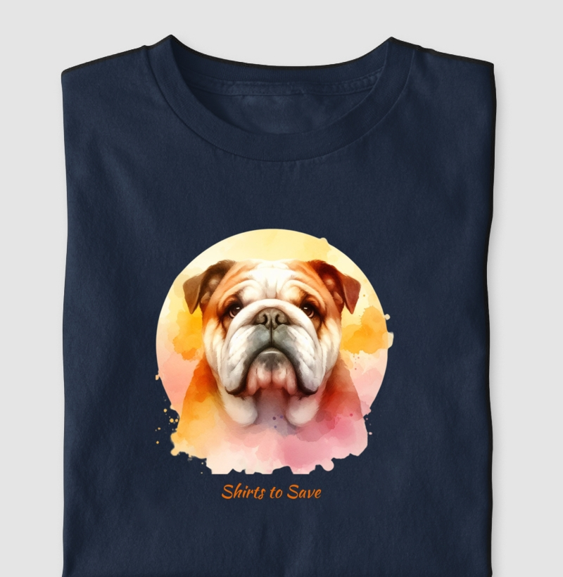 Camiseta Buldogue Inglês Aquarela