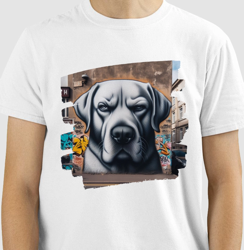 Camiseta Labrador Retriever Arte de rua, graffiti em parede!