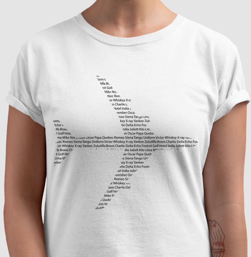 Camiseta alfabeto fonético