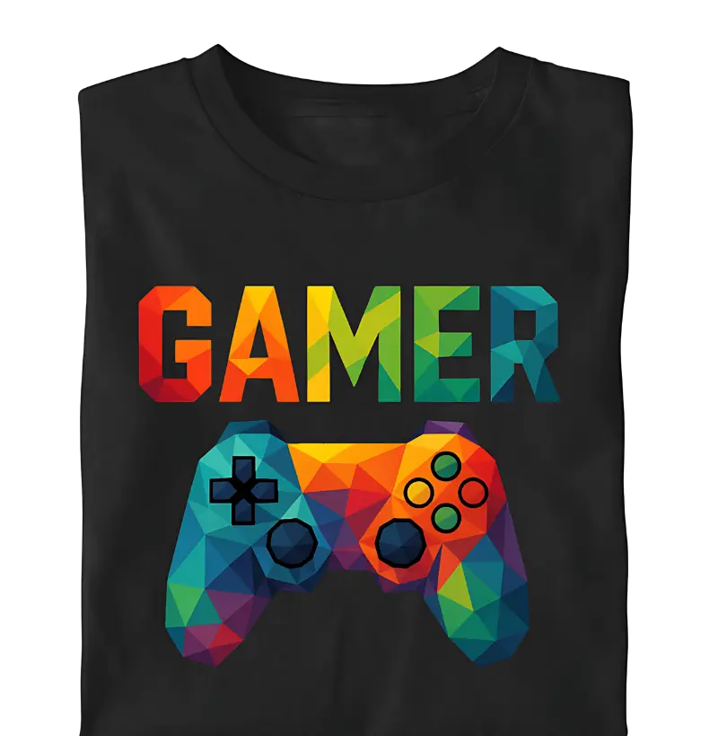 Gamer Controle Colorido Estilo Geométrico Moderno