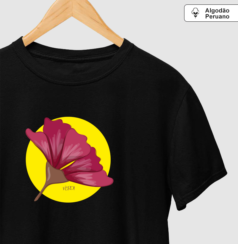 Flor rosa fundo amarelo