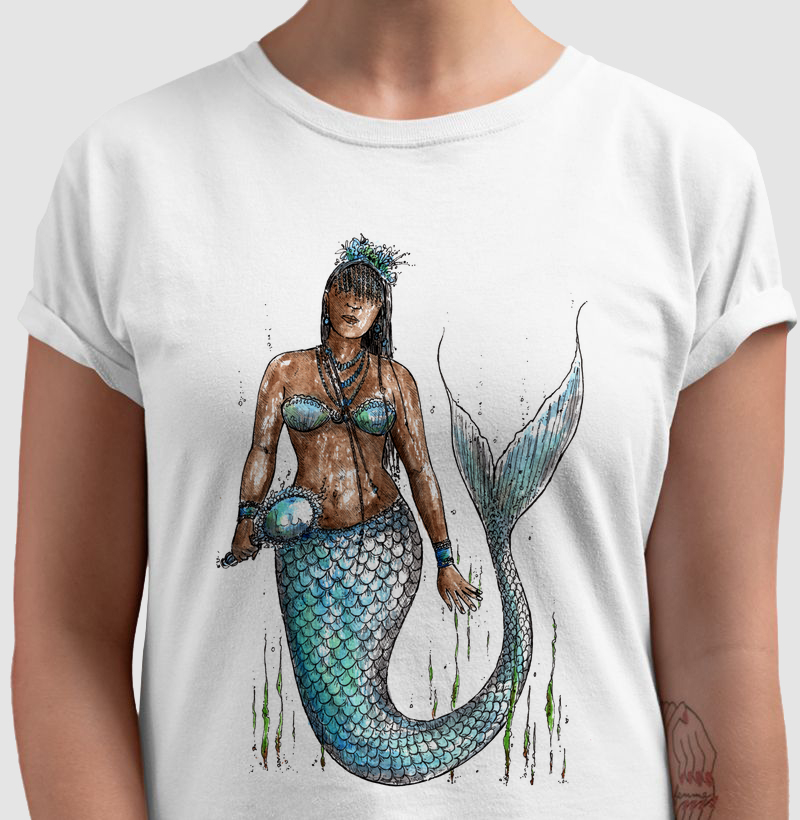 Camiseta Yemanjá A Mãe das Águas em 100% Algodão
