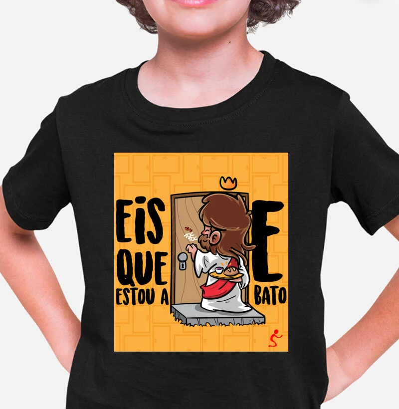 Camiseta Infantil Jesus bate na porta