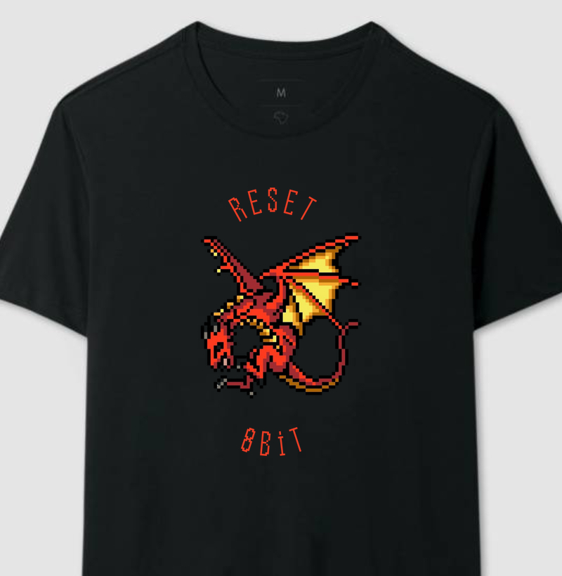 Camiseta  Dragão Vermelho Reset8Bit