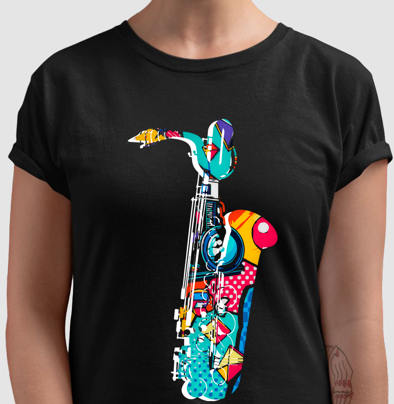 Camiseta Saxofone Barítono Pop Art