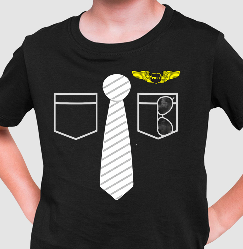 Camiseta Infantil Uniforme de Piloto 100% Algodão