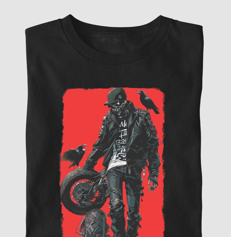 SKELETON, CROW AND WHEEL