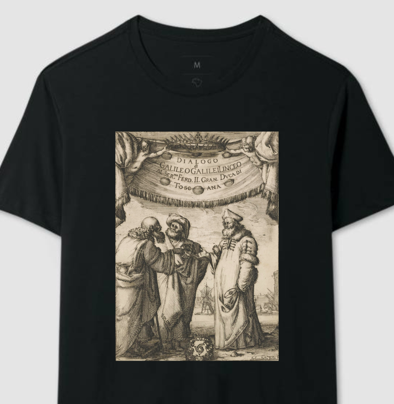 Camiseta O Diálogo de Galileu 1632: Ciência e Cosmos