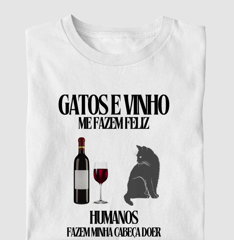 Camiseta Gatos e Vinho