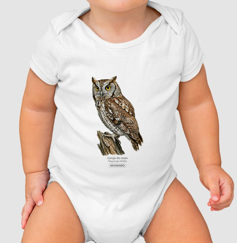 Traços Alados - Coruja-do-mato - Body Infantil