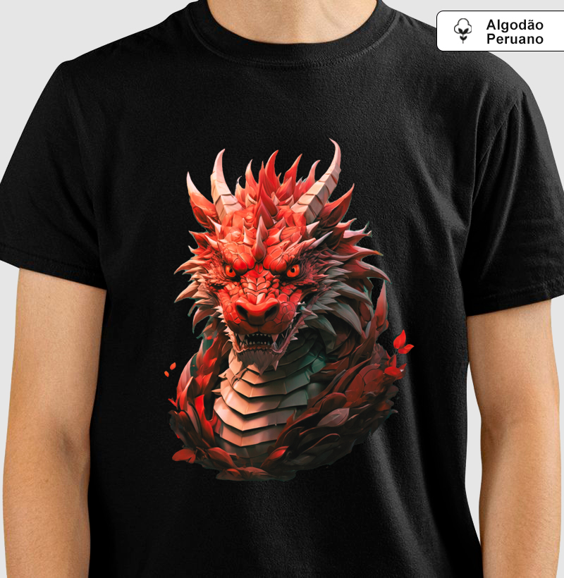 Camiseta Algodão Peruano Dragão Rubro