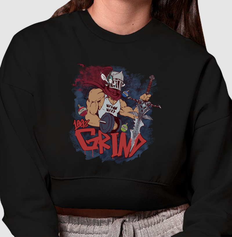 Cropped Moletom - 100% Grind Warrior