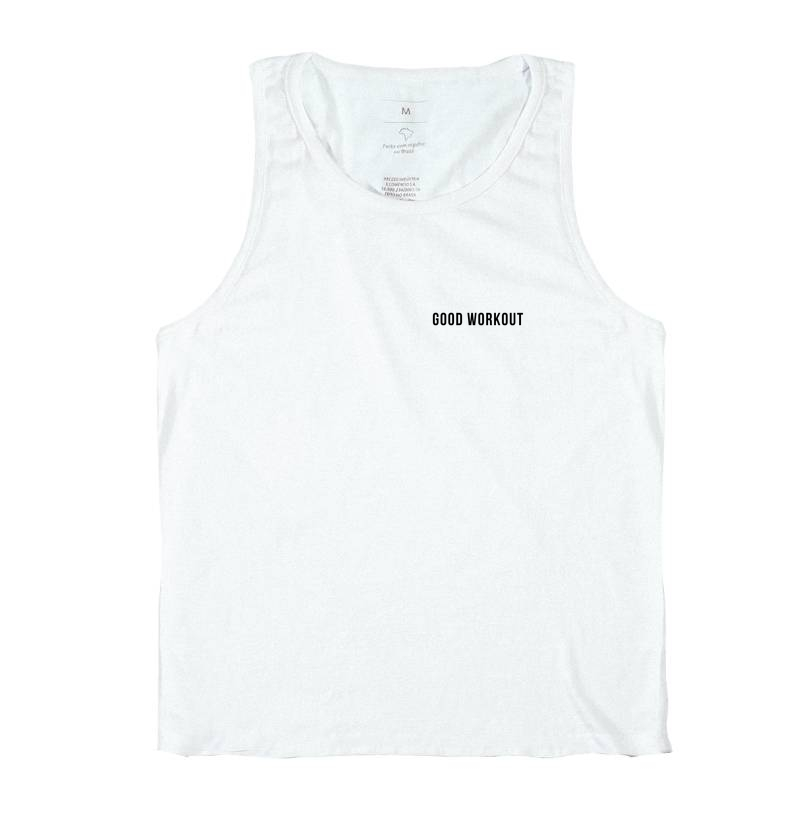 Regata Good Workout Branca Logo Reta Pequena