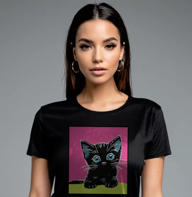 Camiseta Reserva Ink - Gatinho Preto de Olhos Azúis