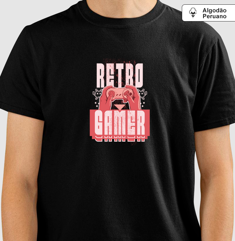 Camiseta “Retro Gamer" em Algodão Peruano