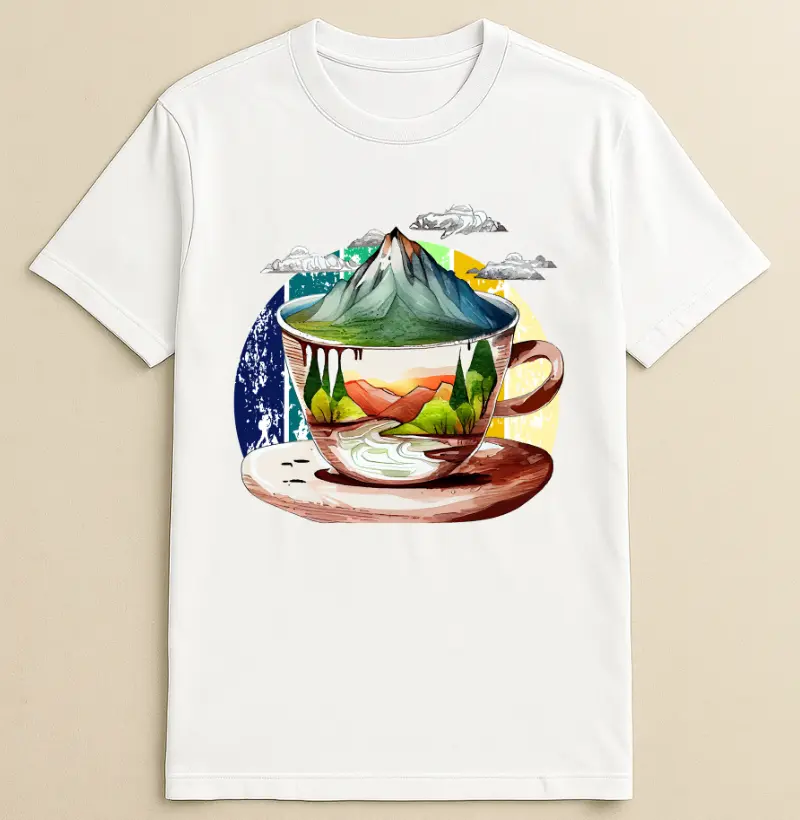 Camiseta Algodão Viagem em Xícara