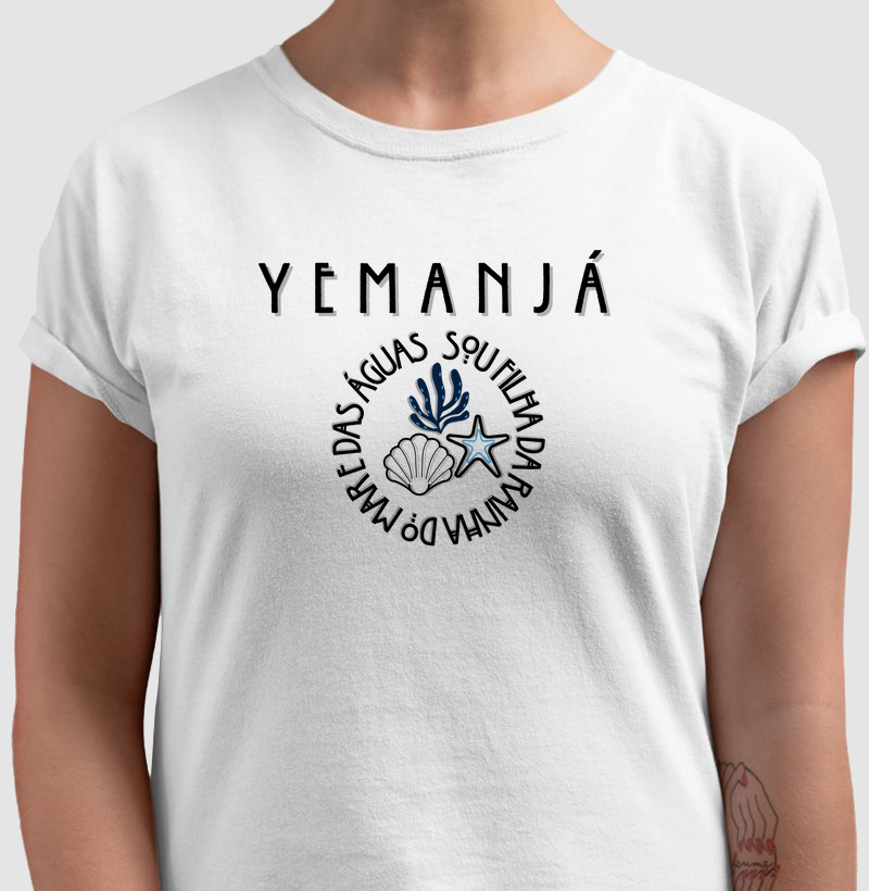 Camiseta Sou Filha de yemanjá Sombreada Branca Feminina