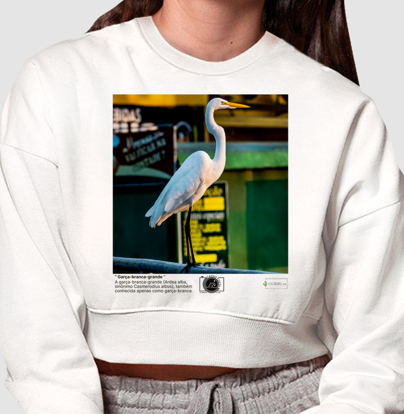 Cropped Moletom - COLAB - Garça Branca - by Cássio Fotografia