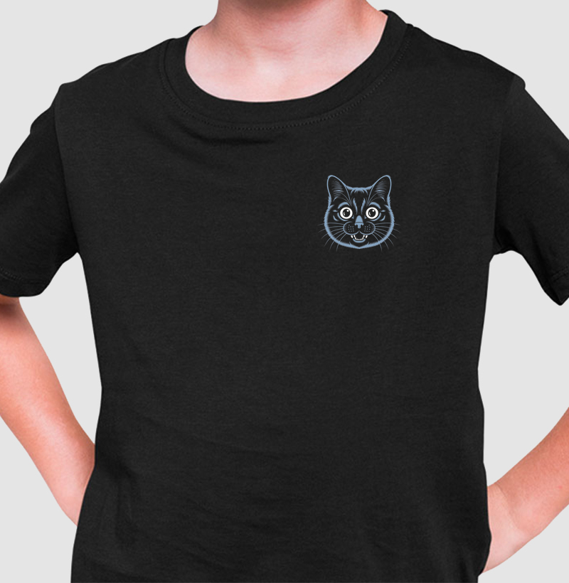 Camiseta Minimalista Gato Azul