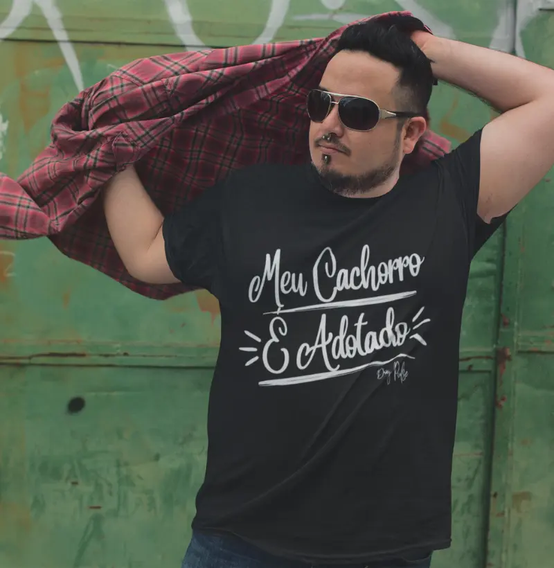 Camiseta Dog Pulse Positive Vibes Meu Cachorro é Adotado