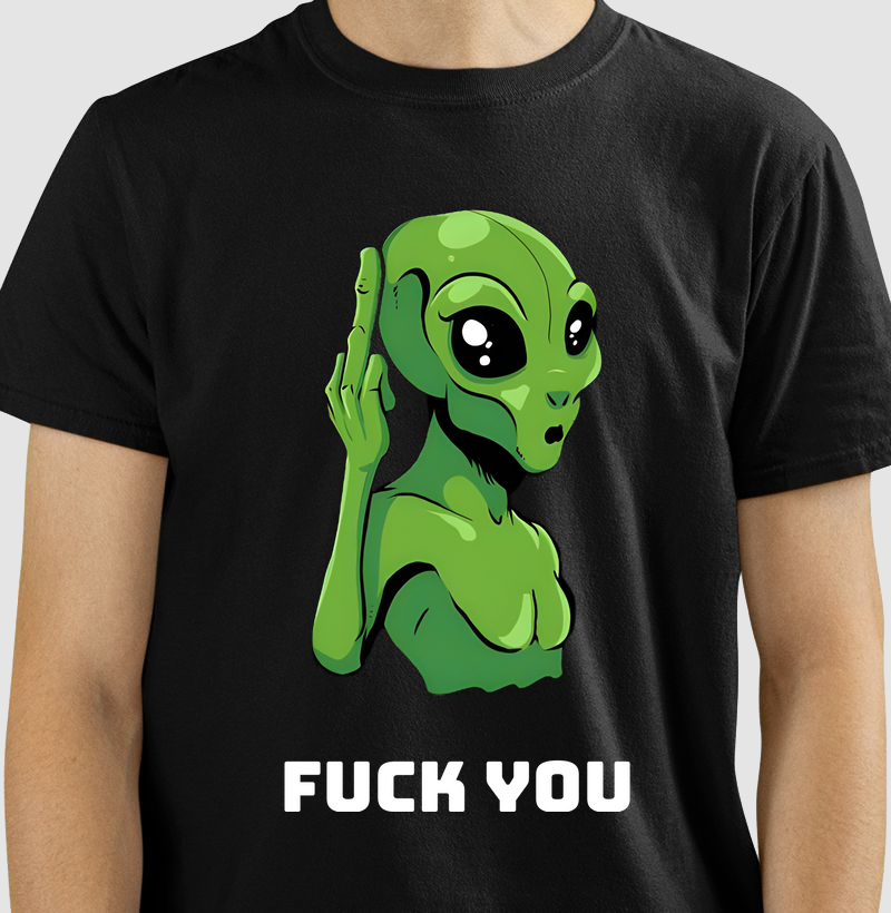 Alien Fuck you Middle Finger - white