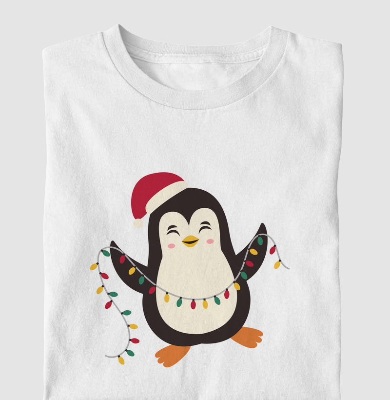 Camiseta Pinguim de Natal - Coleção Natal 2024